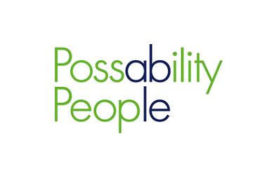 green and blue text based logo that reads Possability People 